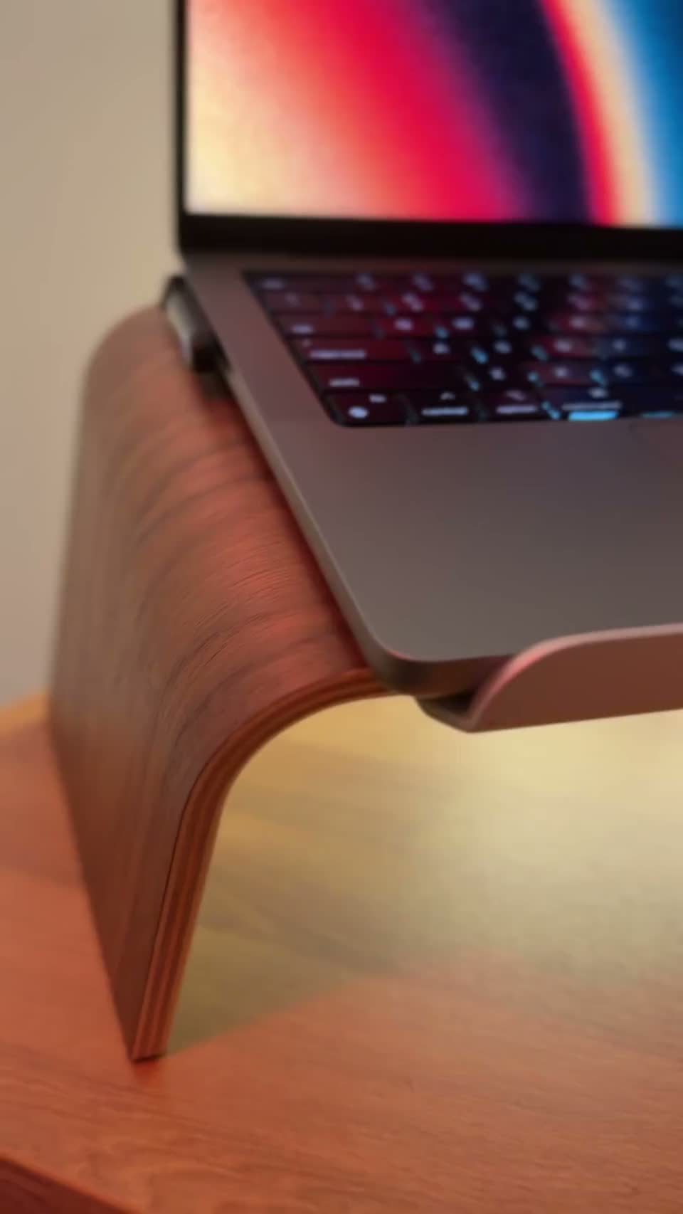 The wooden laptop stand